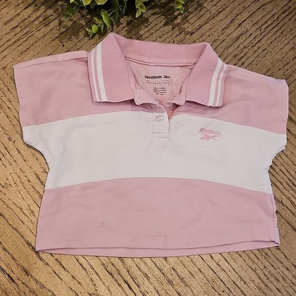 Reebok Polo Pink and White Crop Shirt Size 5 - Picture 8 of 8